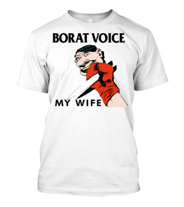 Matt Skiba Borat Voice My Wife Cartoon Face With Knife Red Glove T-Shirt