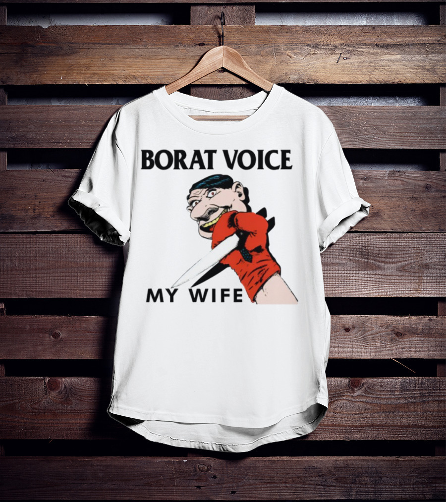 Matt Skiba Borat Voice My Wife Cartoon Face With Knife Red Glove T-Shirt