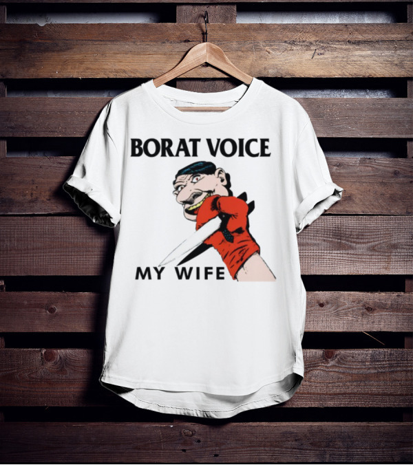 Matt Skiba Borat Voice My Wife Cartoon Face With Knife Red Glove T-Shirt