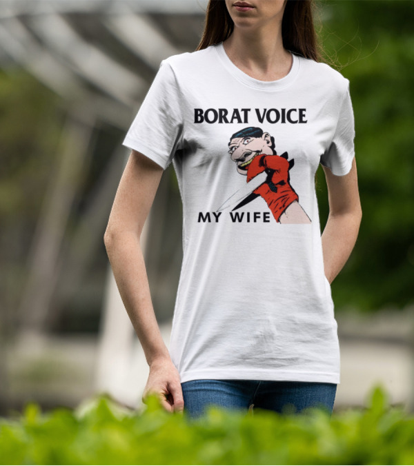 Matt Skiba Borat Voice My Wife Cartoon Face With Knife Red Glove T-Shirt