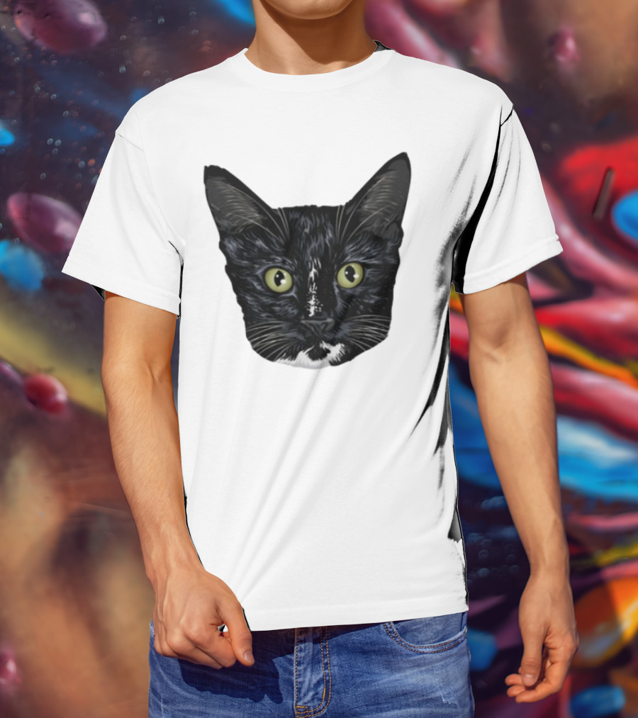 Michael Manigault Brave Cat Black Feline Face T-Shirt