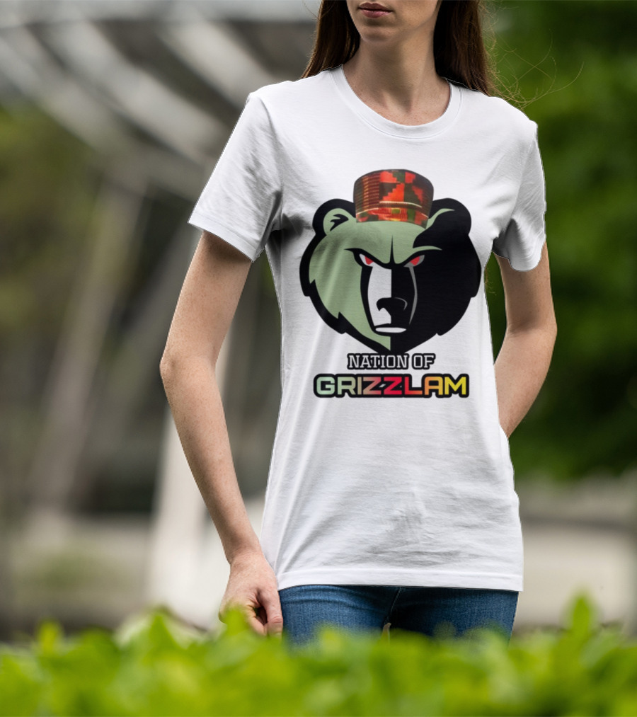 Nation Of Grizzlam Bear Logo With Kufi Hat T-Shirt