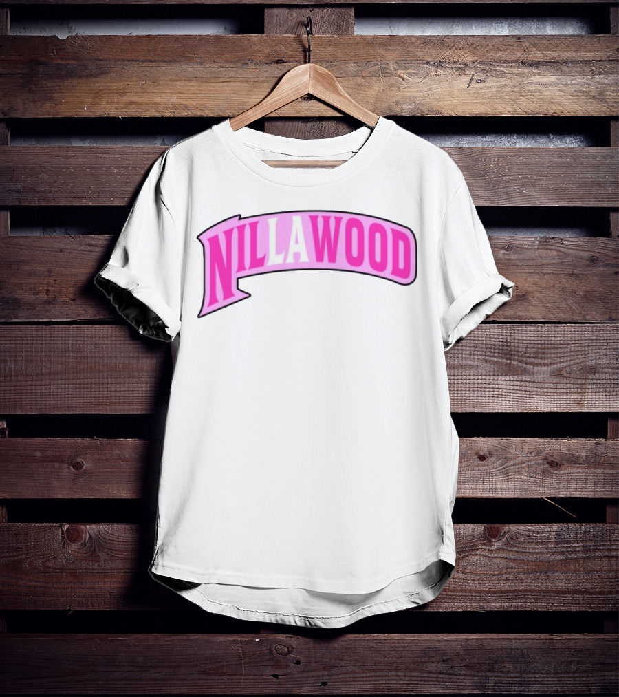 Nilla Allin Nillawood Pink Arch Text T-Shirt
