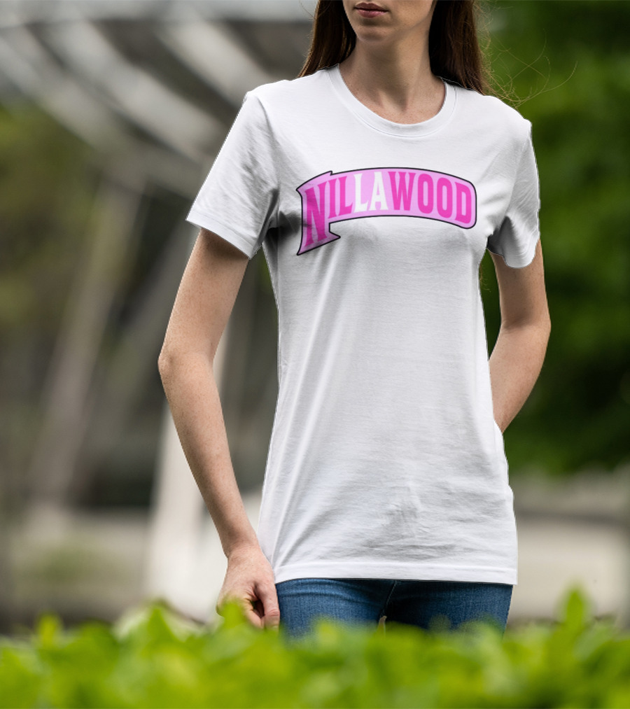 Nilla Allin Nillawood Pink Arch Text T-Shirt
