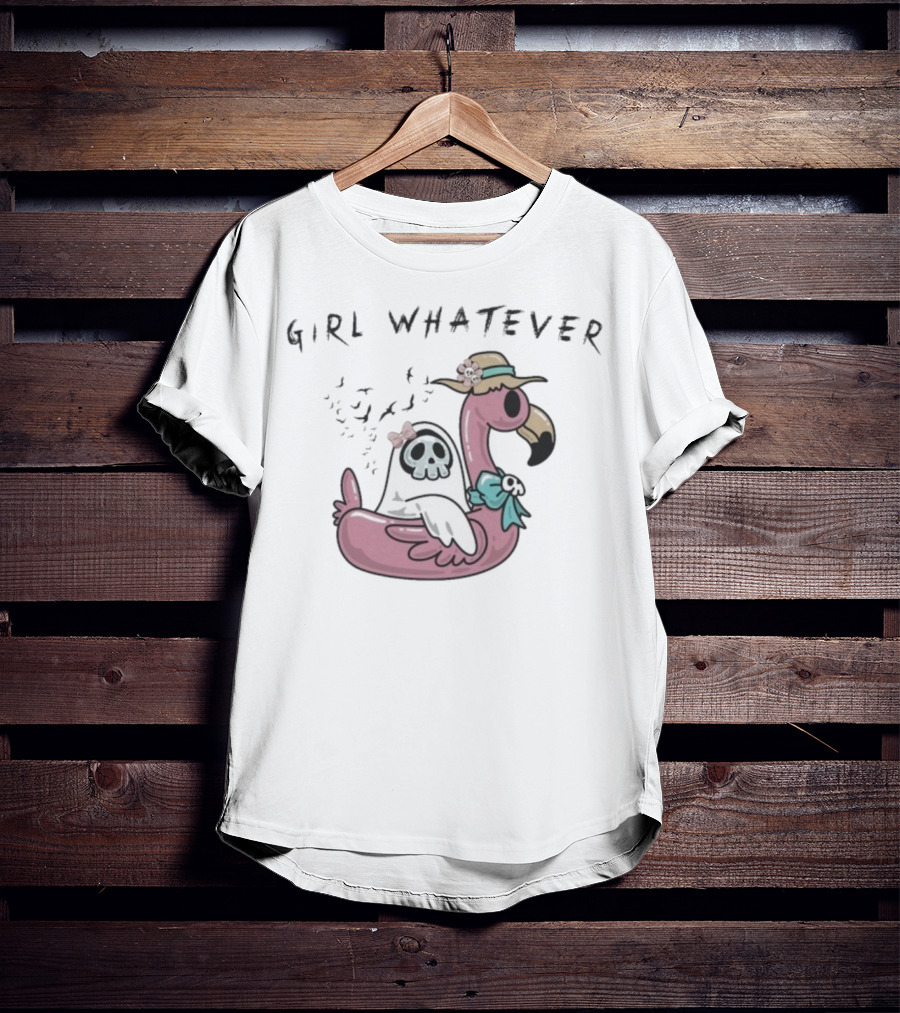 Ghosty Girl Whatever Flamingo Pool Float Spa Day T-Shirt