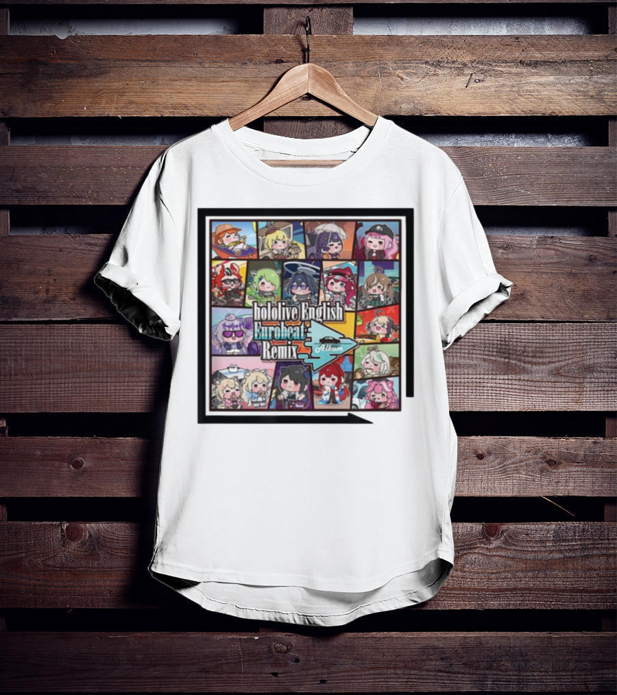 Hololive English Eurobeat Remix Album Characters Compilation T-Shirt