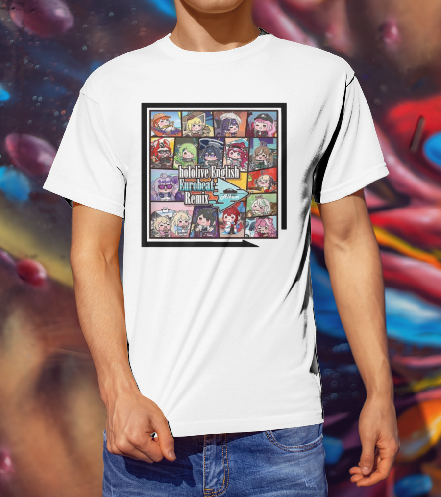 Hololive English Eurobeat Remix Album Characters Compilation T-Shirt