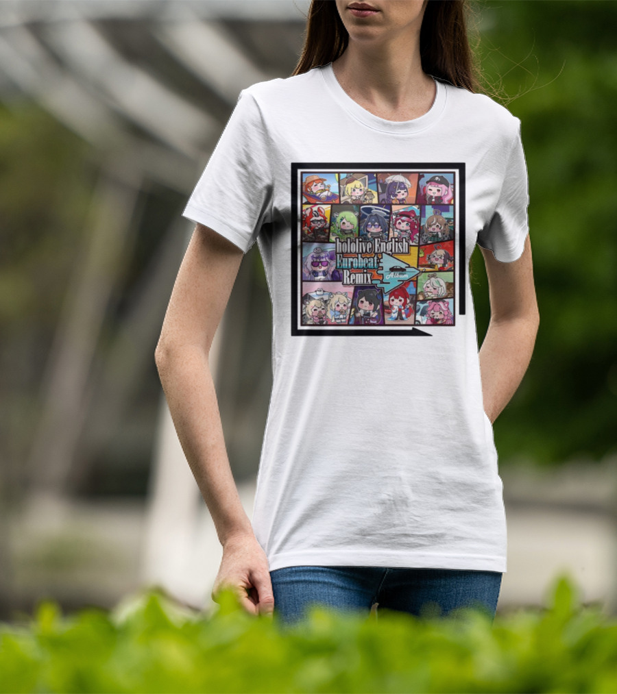 Hololive English Eurobeat Remix Album Characters Compilation T-Shirt