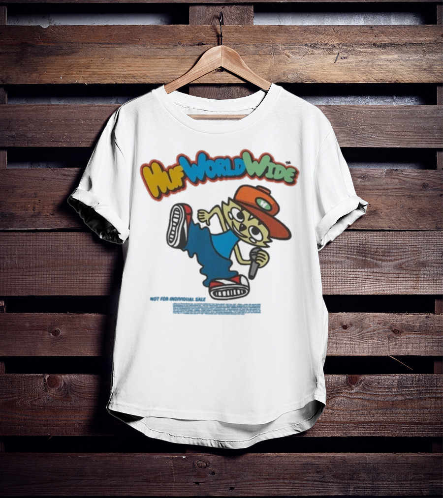 HUF Worldwide Chop Kick Block Character With Red Hat And Microphone T-Shirt