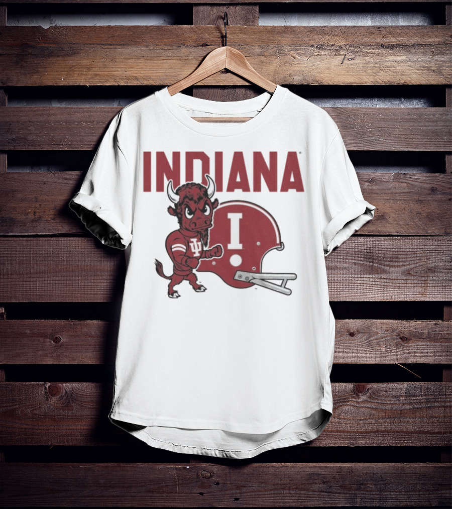 Indiana Hoosiers Bison Mascot And Football Helmet T-Shirt