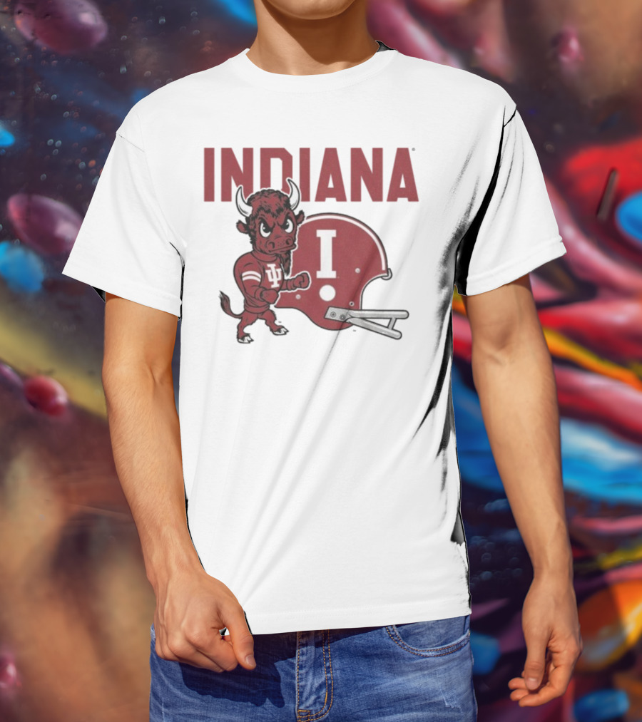 Indiana Hoosiers Bison Mascot And Football Helmet T-Shirt