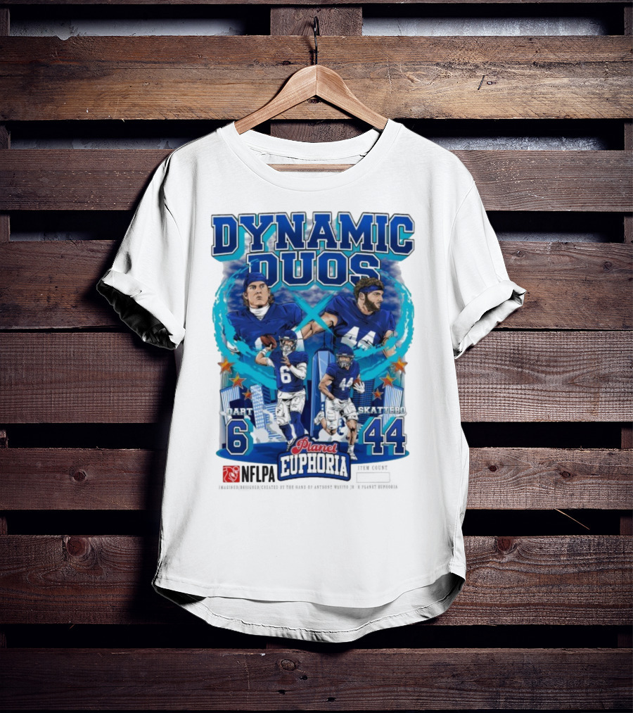 Dynamic Duos Jaxson Dart Cam Skattebo Planet Euphoria New York Giants T-Shirt