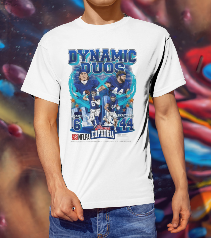 Dynamic Duos Jaxson Dart Cam Skattebo Planet Euphoria New York Giants T-Shirt