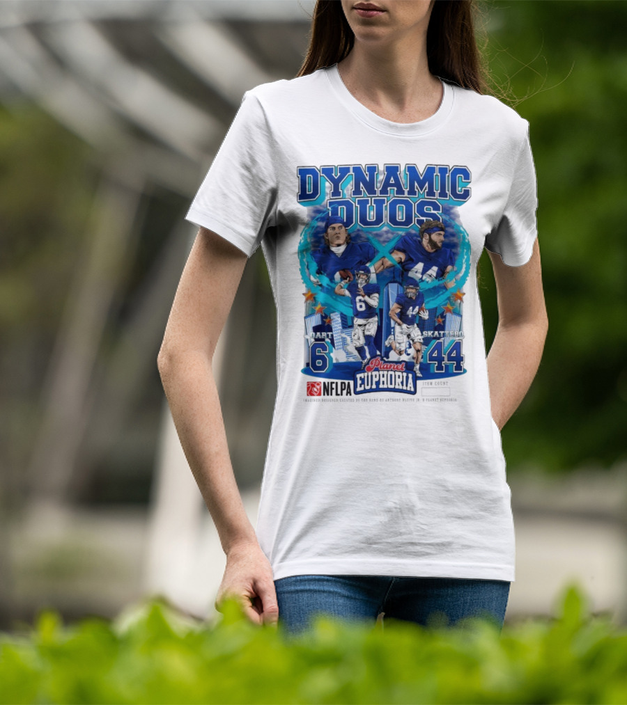 Dynamic Duos Jaxson Dart Cam Skattebo Planet Euphoria New York Giants T-Shirt