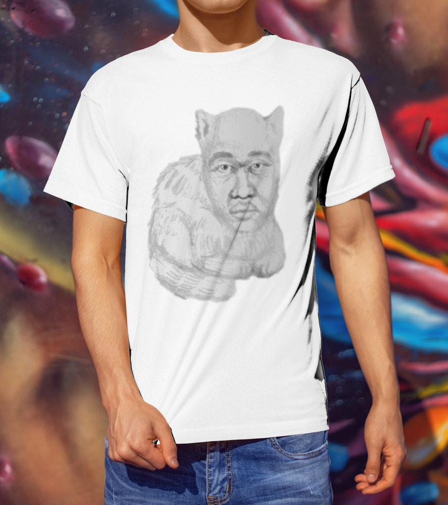 Mcfreakery Cat With Human Face Sketch T-Shirt