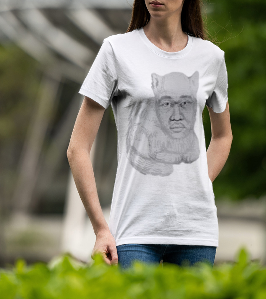 Mcfreakery Cat With Human Face Sketch T-Shirt