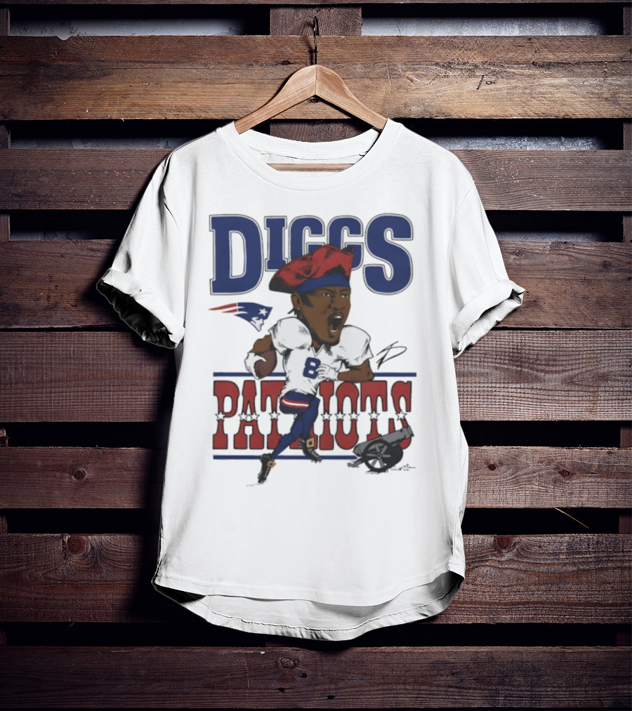 New England Patriots Diggs Signature Football Art T-Shirt