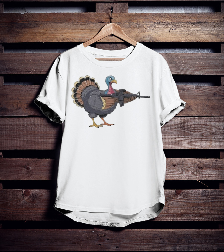 Triggered Turkey With Rifle Weapon T-Shirt