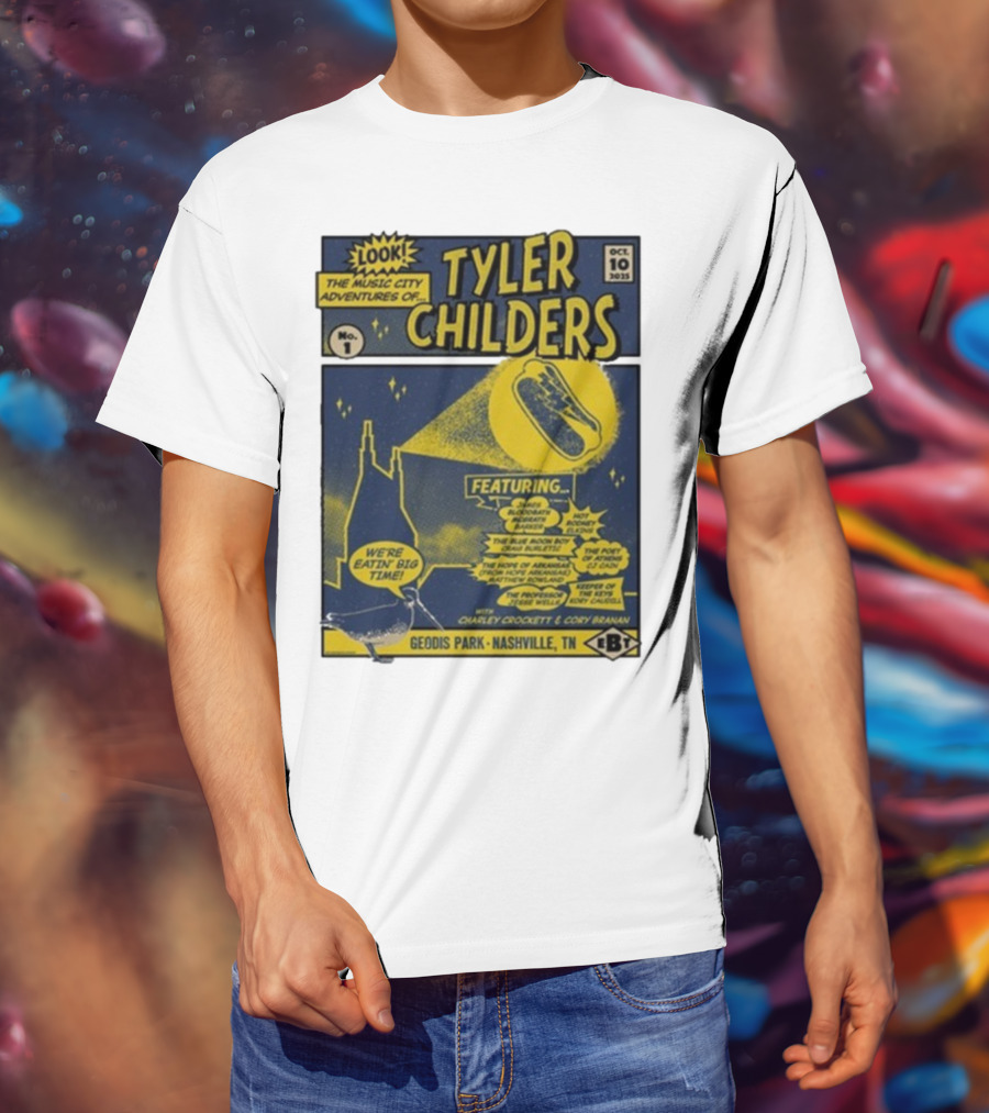 The Music City Adventures Of Tyler Childers Geodis Park Nashville TN October 10 2025 Featuring Charley Crockett Cory Branan T-Shirt