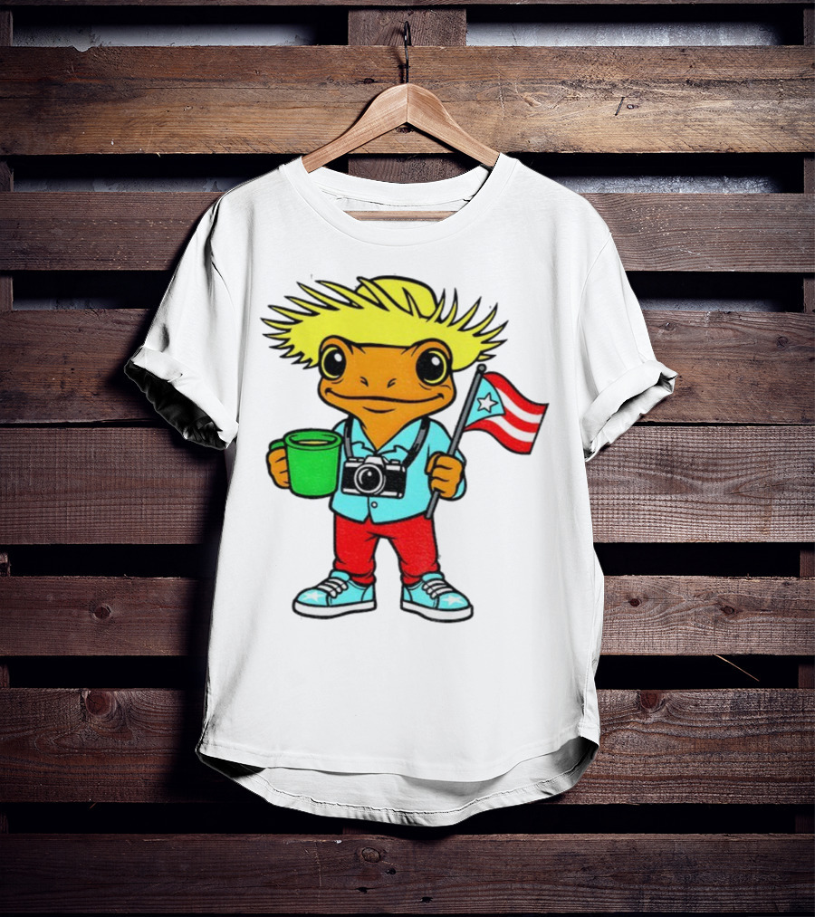 Bad Bunny Puerto Rico Super Bowl 2025 Coquí Character With Flag And Camera T-Shirt