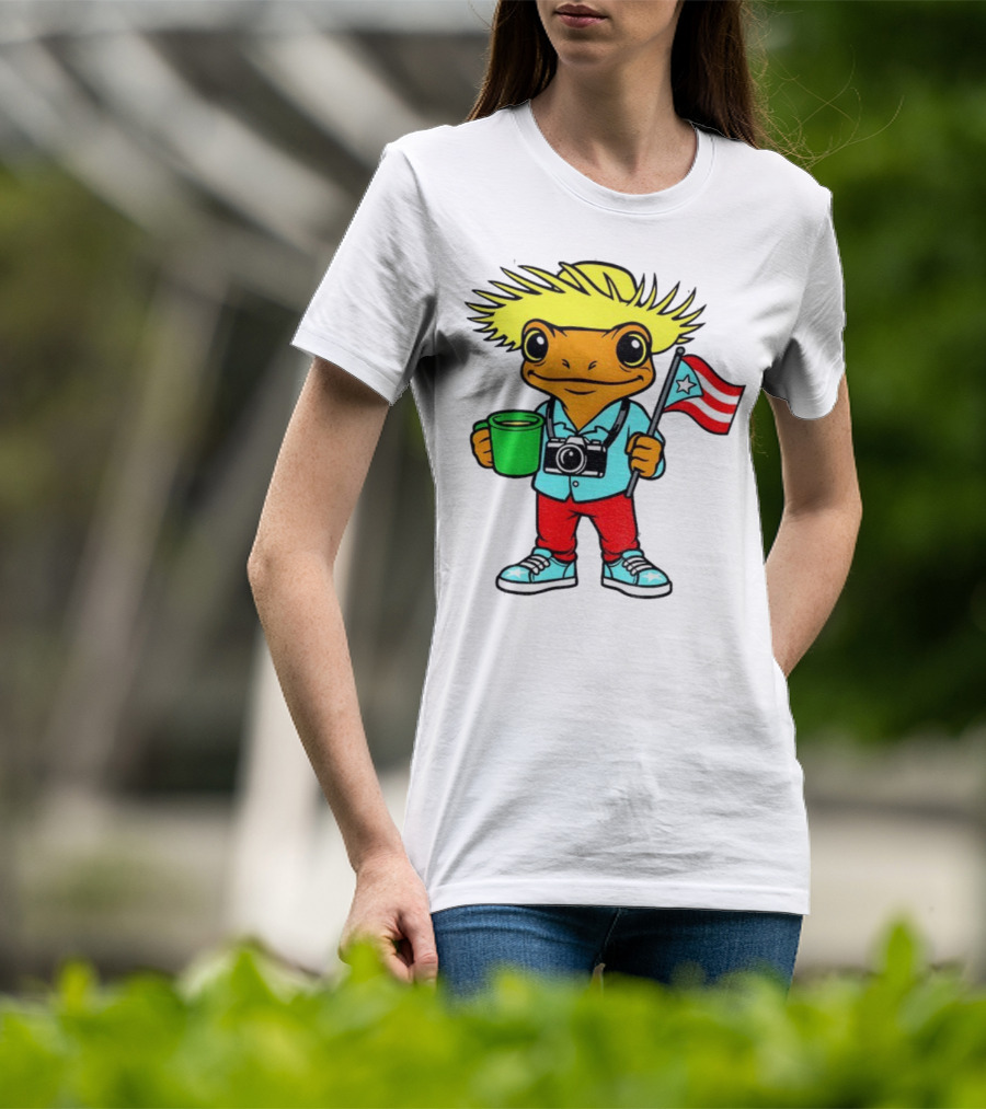 Bad Bunny Puerto Rico Super Bowl 2025 Coquí Character With Flag And Camera T-Shirt