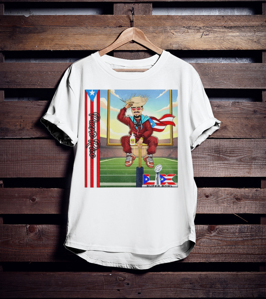 Bad Bunny Boricua Pride NFL Super Bowl LIX Football T-Shirt