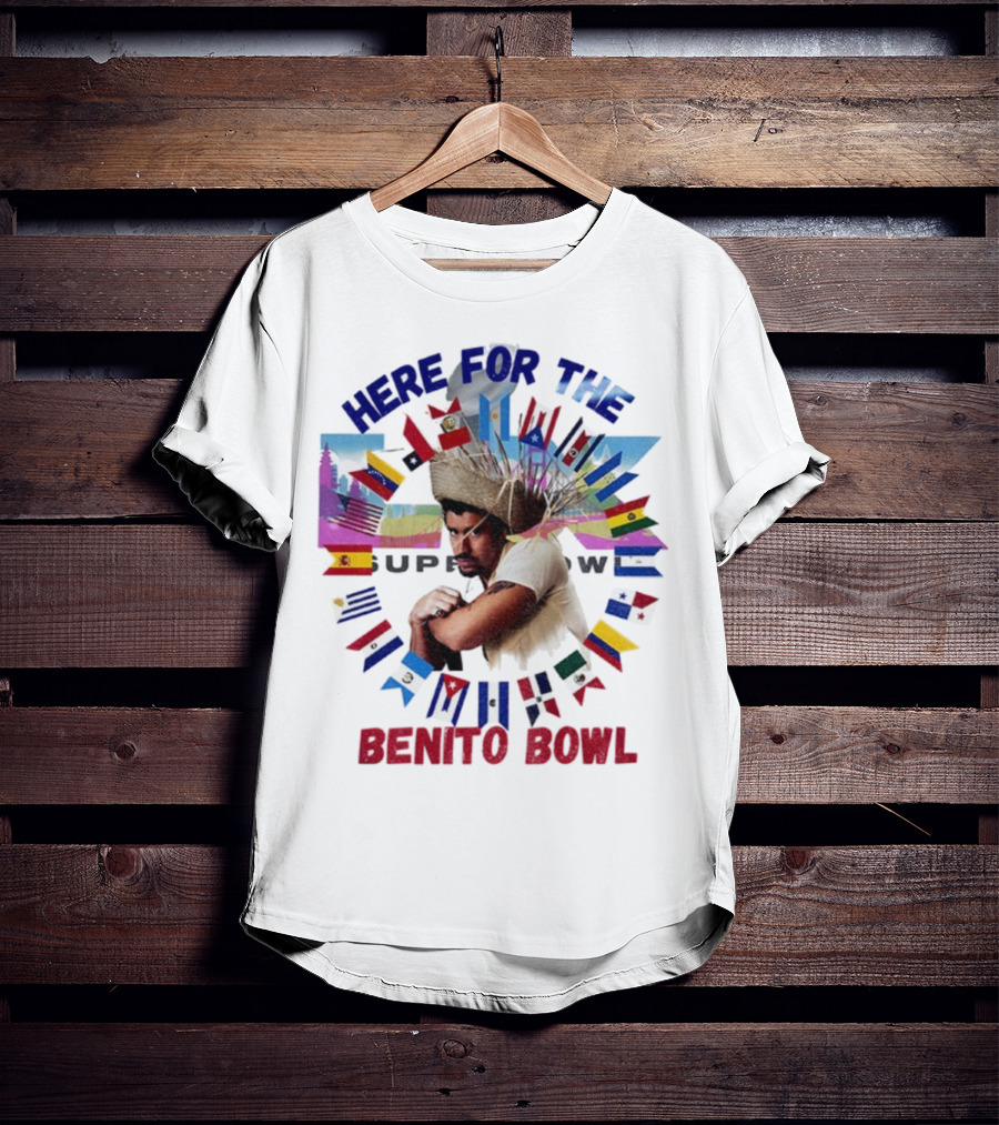 Here For The Benito Bowl Super Bowl Flag Circle T-Shirt