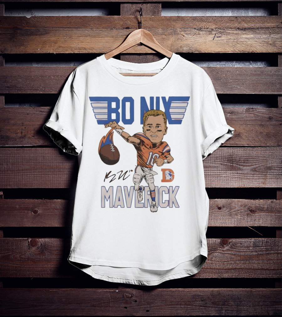 Bo Nix Maverick Broncos Signature Football Player Illustration T-Shirt