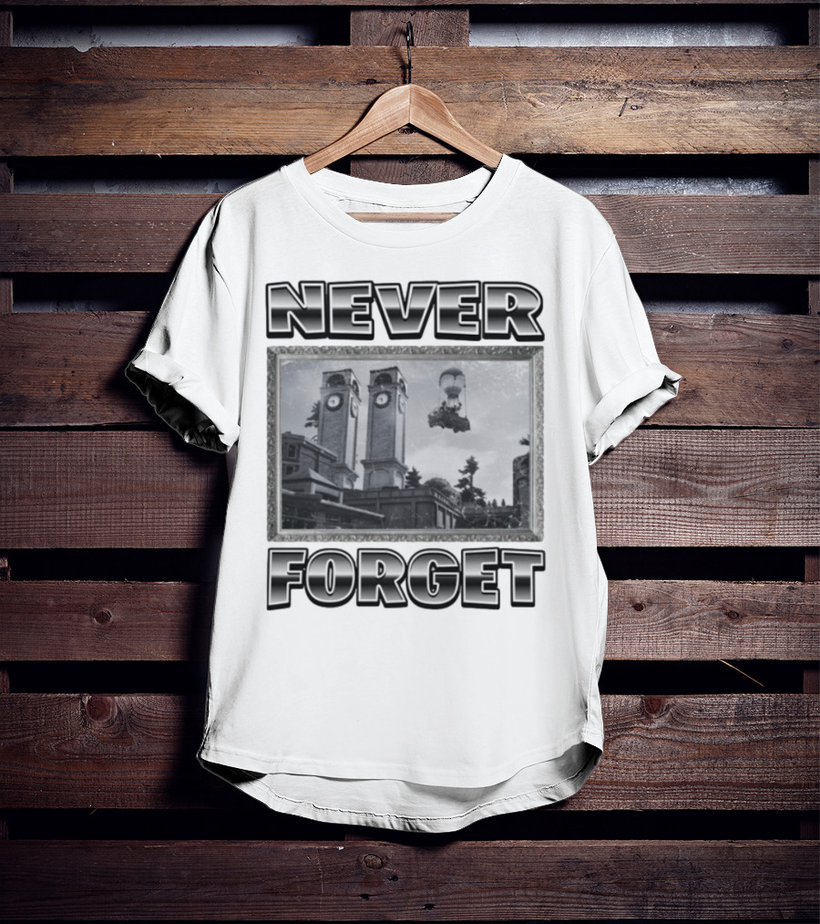 Never Forget Tower Balloon Flight Vintage Photo T-Shirt