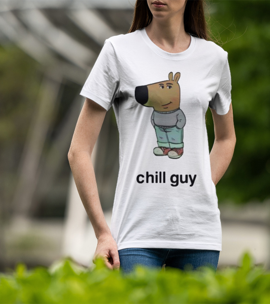 Chill Guy Cartoon Character Casual Style T-Shirt