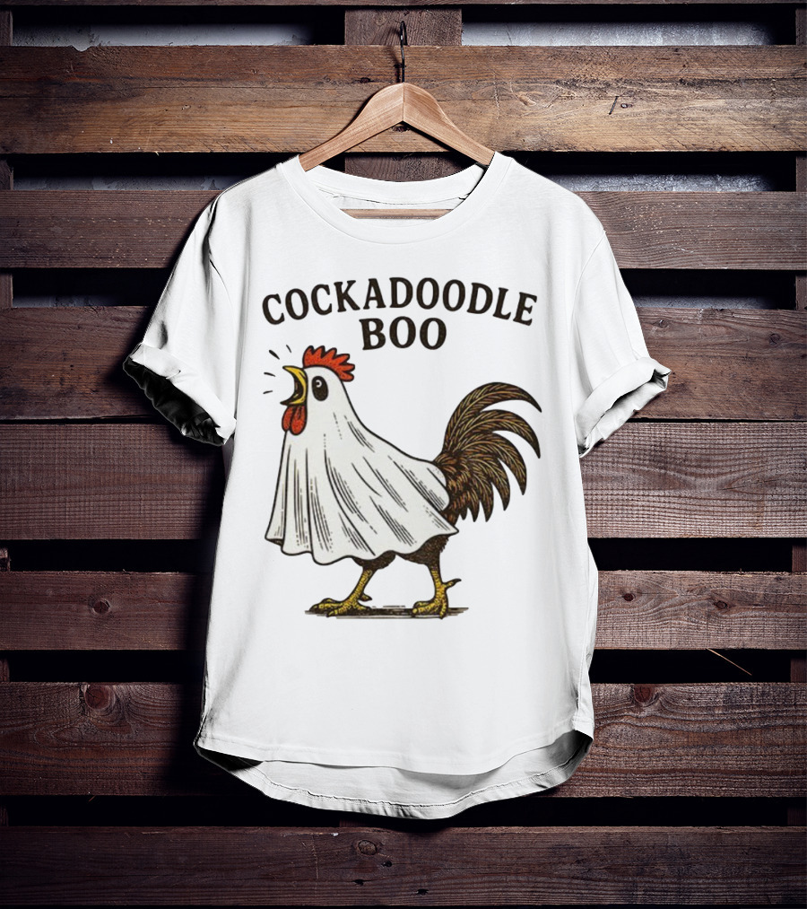 Cockadoodle Boo Ghost Rooster Halloween 2025 T-Shirt