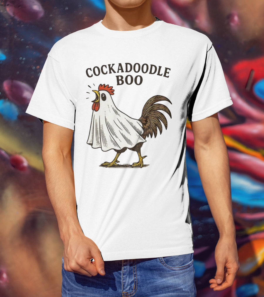 Cockadoodle Boo Ghost Rooster Halloween 2025 T-Shirt