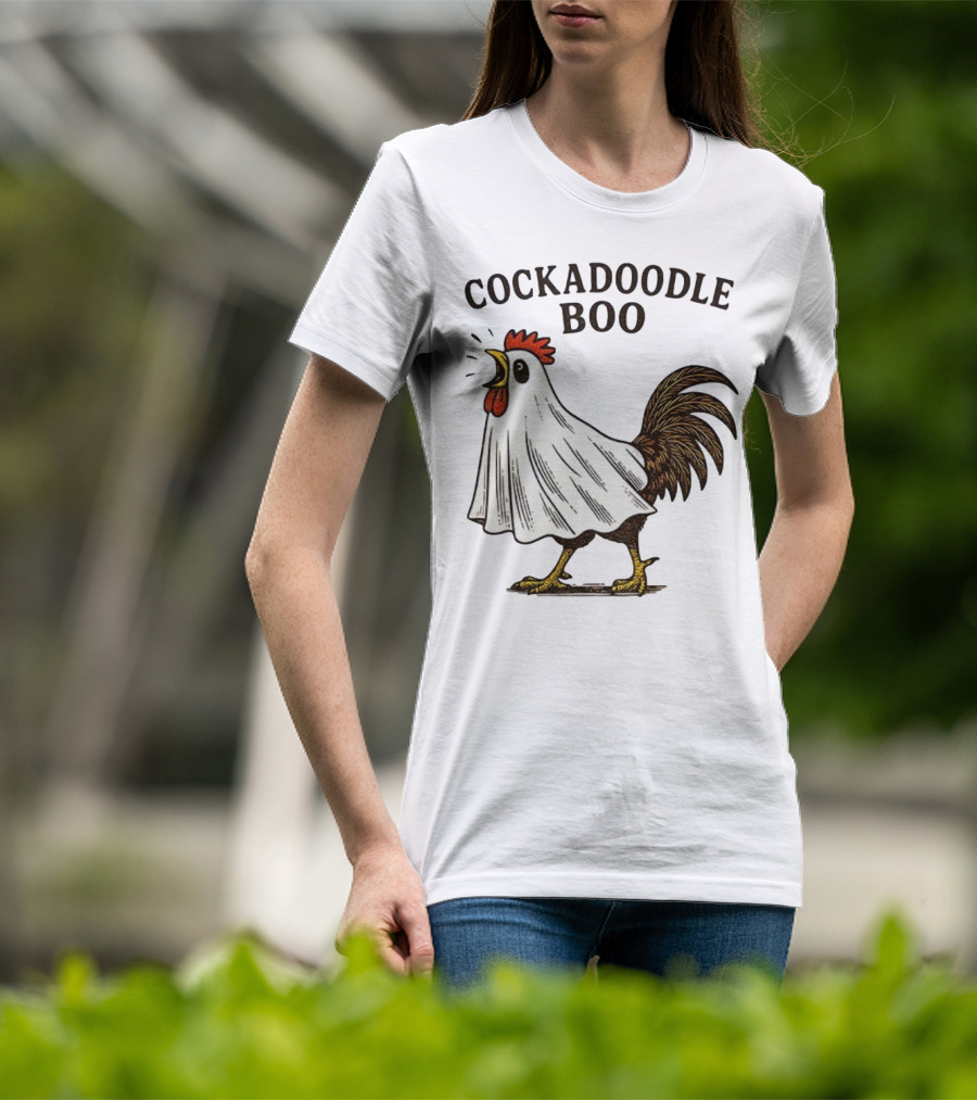 Cockadoodle Boo Ghost Rooster Halloween 2025 T-Shirt