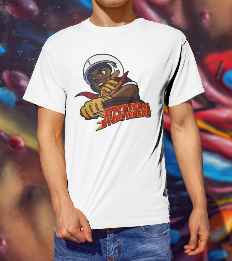 Etcetera Everywhere Racing Style Graphic With Determined Character T-Shirt