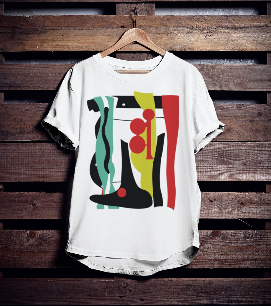 Ace Retro Primary Abstract Geometric Shapes T-Shirt