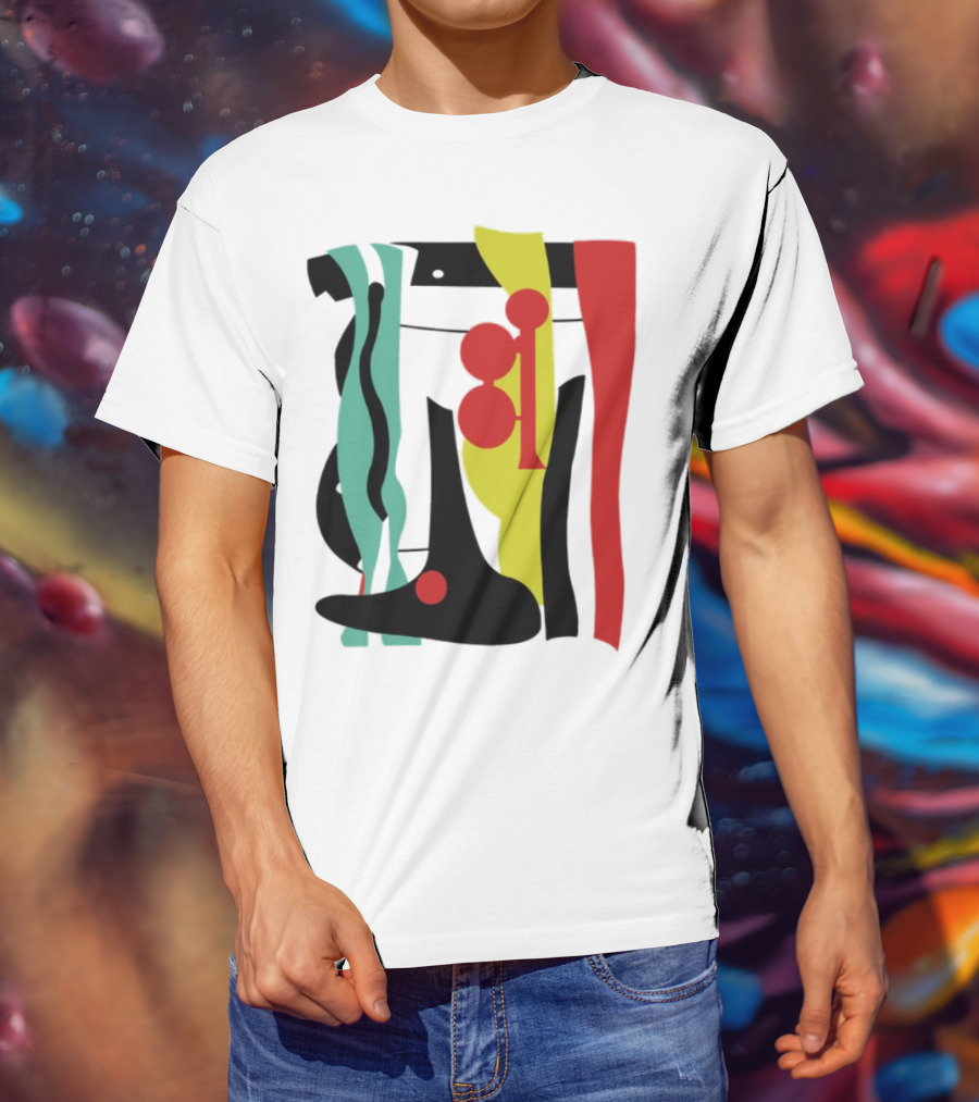 Ace Retro Primary Abstract Geometric Shapes T-Shirt