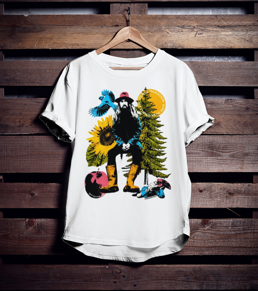 All Things Must Pass George Harrison Sunflower Tree Bird Apple T-Shirt