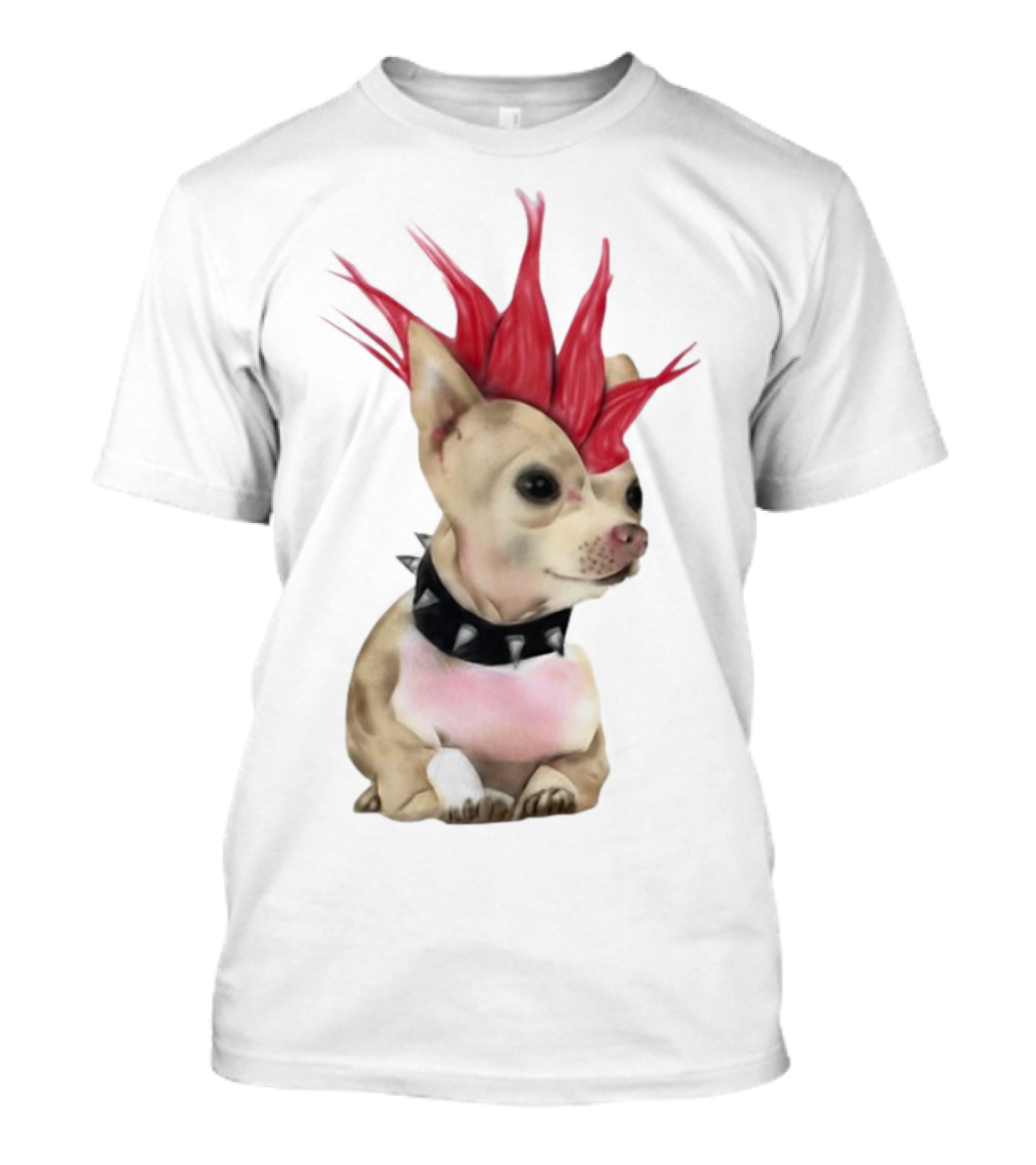 Alt Pup Punk Chihuahua Mohawk Spiked Collar T-Shirt