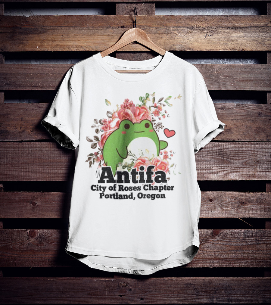 Antifa City Of Roses Chapter Portland Oregon Frog Protest Symbol T-Shirt