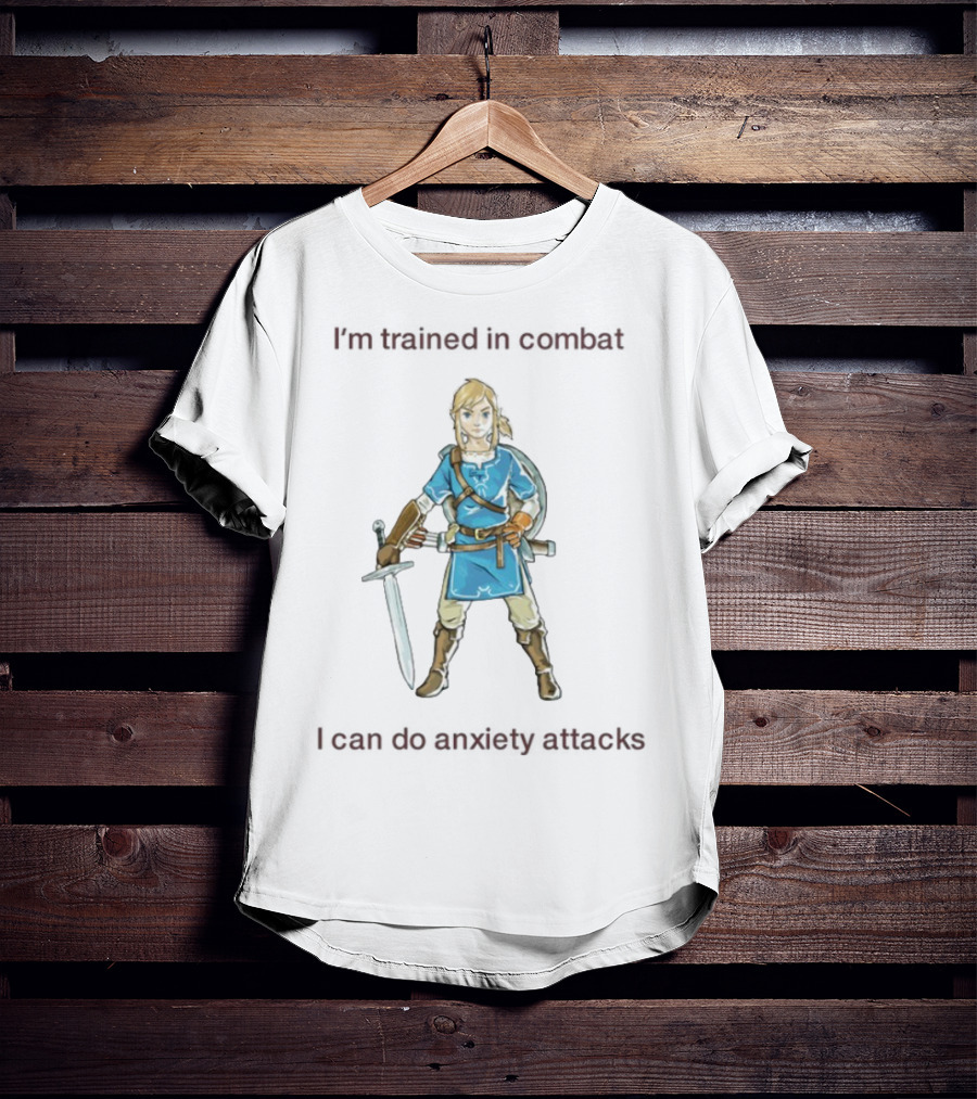 I'm Trained In Combat I Can Do Anxiety Attacks Hero With Sword T-Shirt