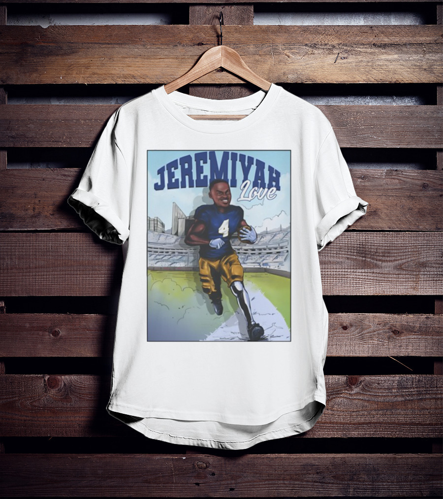 Jeremiyah Love Running In Stadium Number 4 T-Shirt