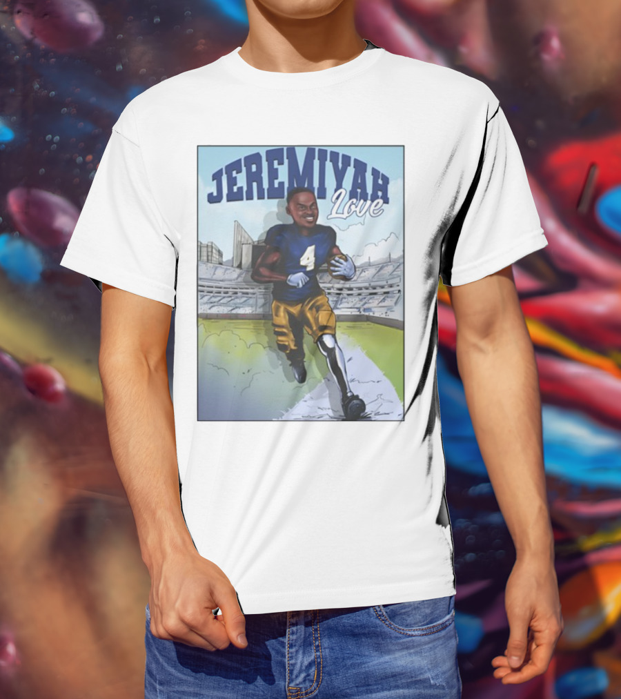 Jeremiyah Love Running In Stadium Number 4 T-Shirt