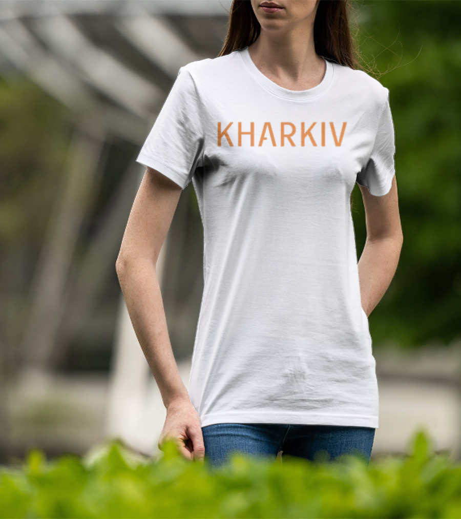 Kharkiv Bold Orange Text Style Graphic Apparel Ukraine Theme T-Shirt