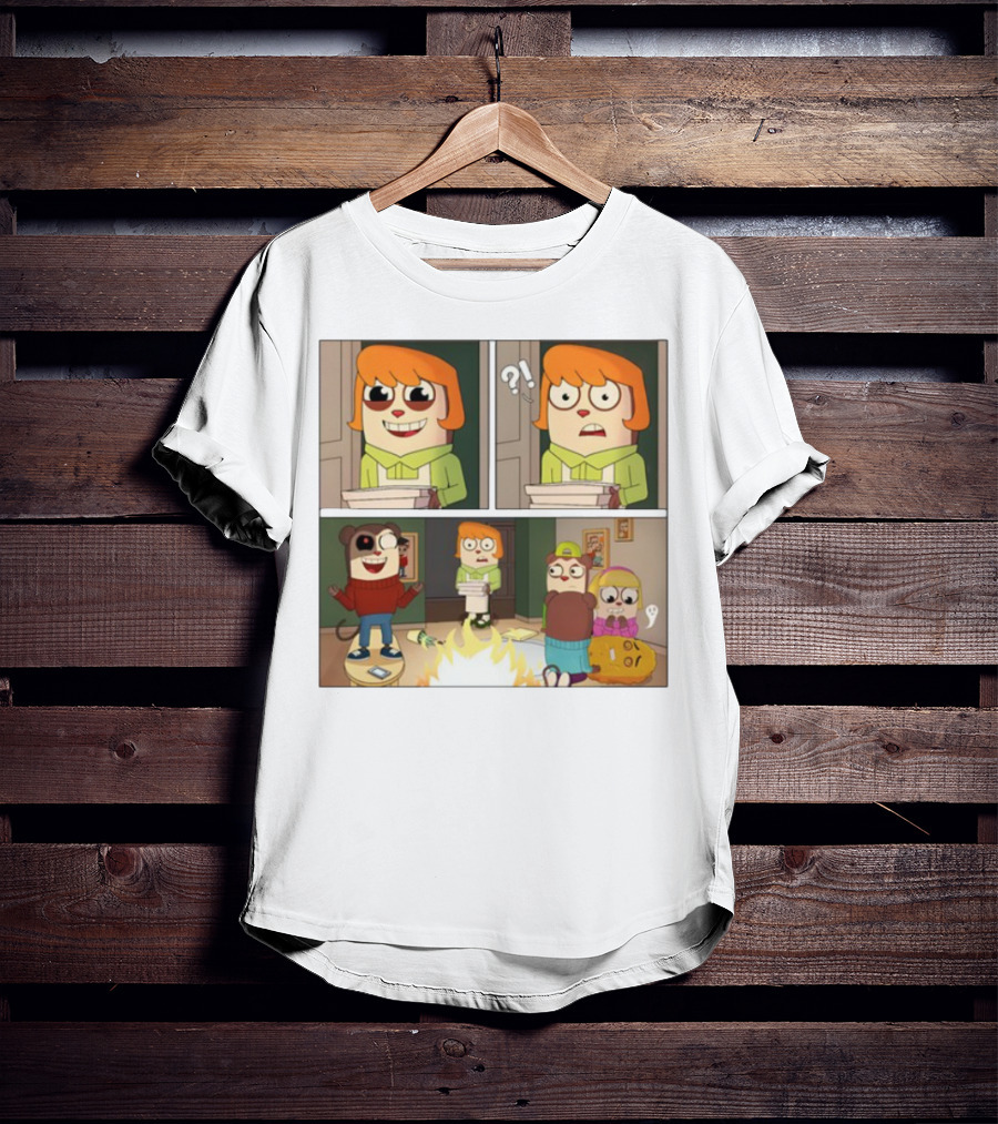 Maxdesignpro Cartoon Pizza Delivery Surprise Comic Strip T-Shirt