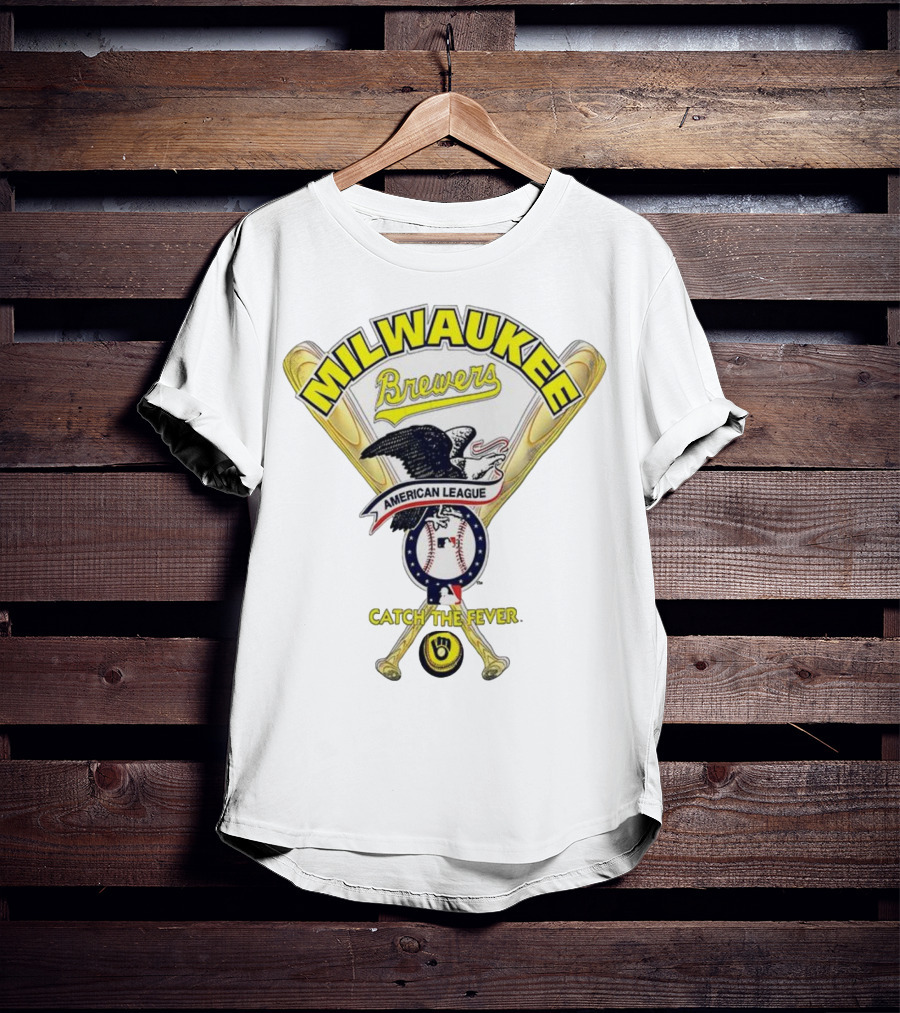 Milwaukee Brewers Catch The Fever American League Baseball Eagle Bat T-Shirt