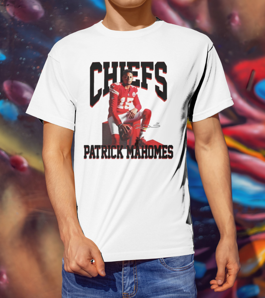 Patrick Mahomes Chiefs Signature Football Number 15 Kansas City T-Shirt
