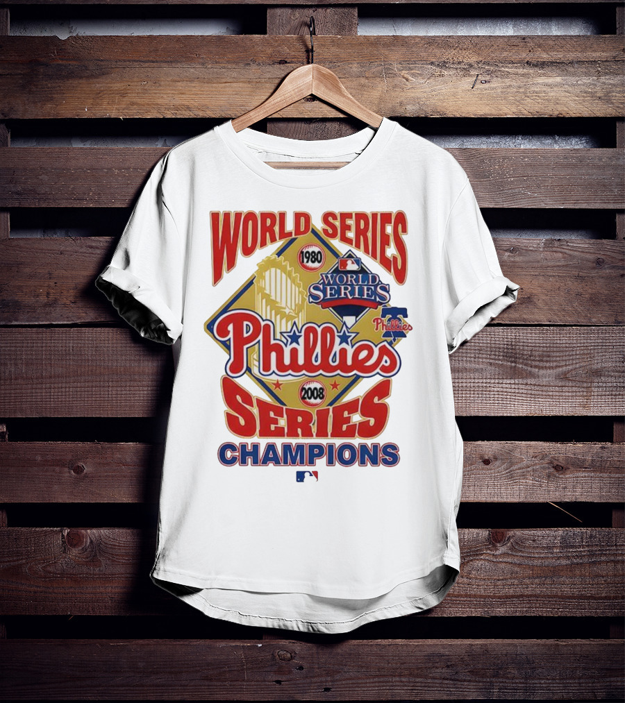 Philadelphia Phillies 1980 2008 World Series Champions Logo MLB T-Shirt