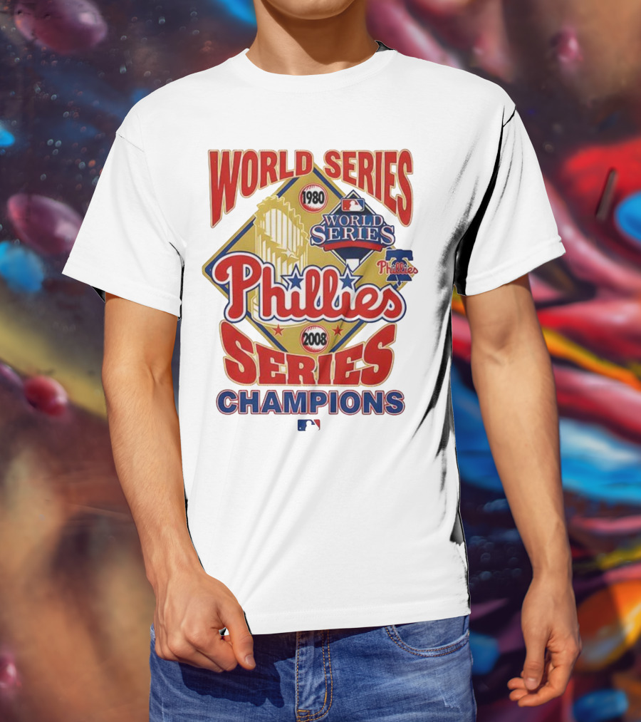Philadelphia Phillies 1980 2008 World Series Champions Logo MLB T-Shirt