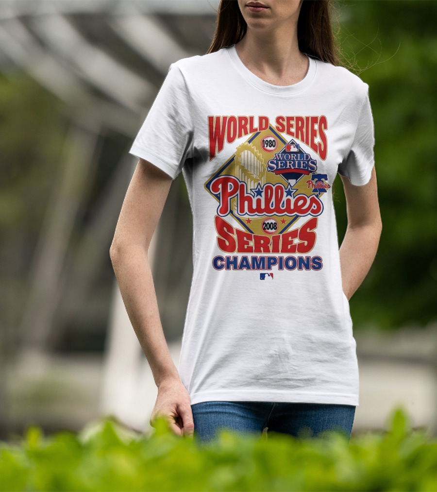 Philadelphia Phillies 1980 2008 World Series Champions Logo MLB T-Shirt