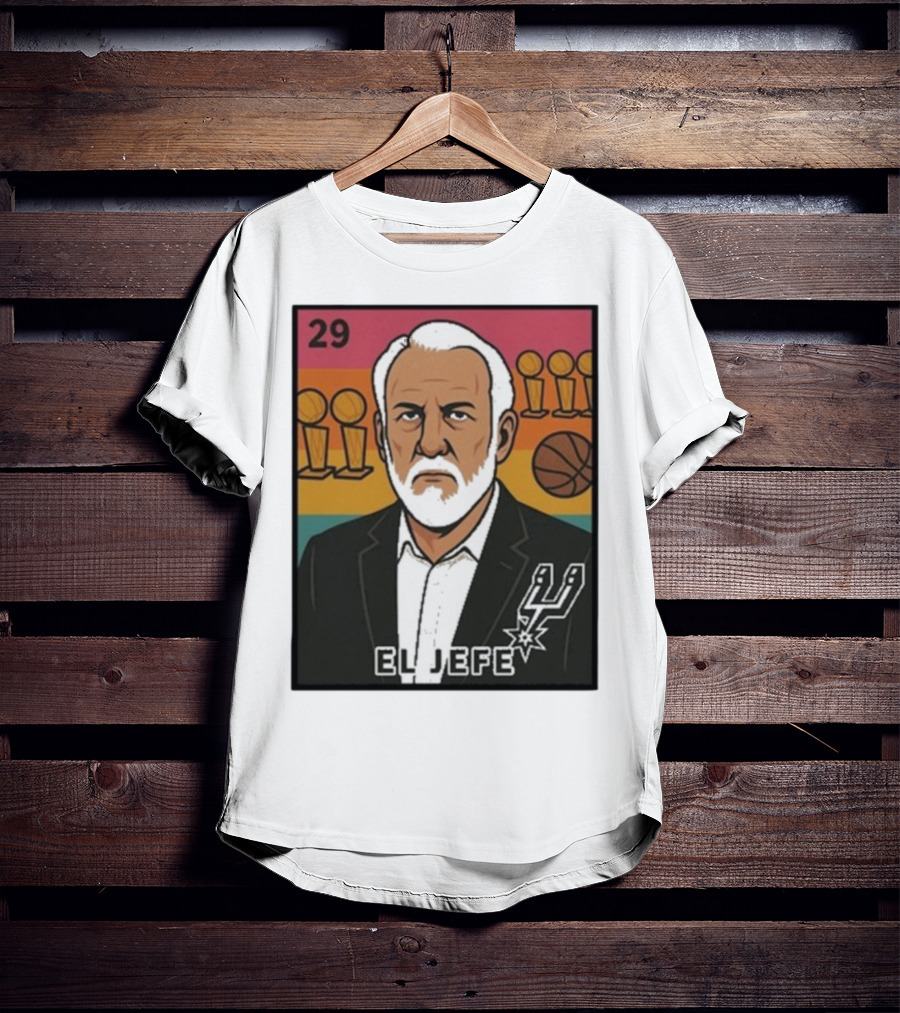 Porvida Popovich El Jefe San Antonio Spurs 29 Trophy T-Shirt